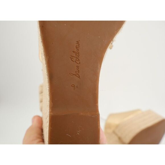 Sam Edelman Womens Vada Espadrille Sandals Ankle Strap Gold Leather Platform 9.5 - Picture 8 of 13